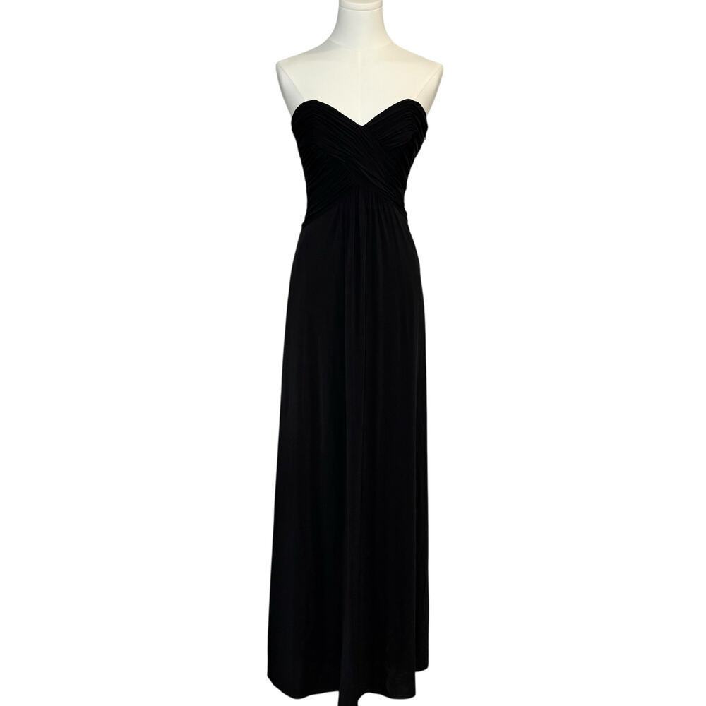 Laundry by Shelli Segal Black Strapless Maxi Dress Back Cutout Formal Gown Wms 2 - Picture 4 of 6